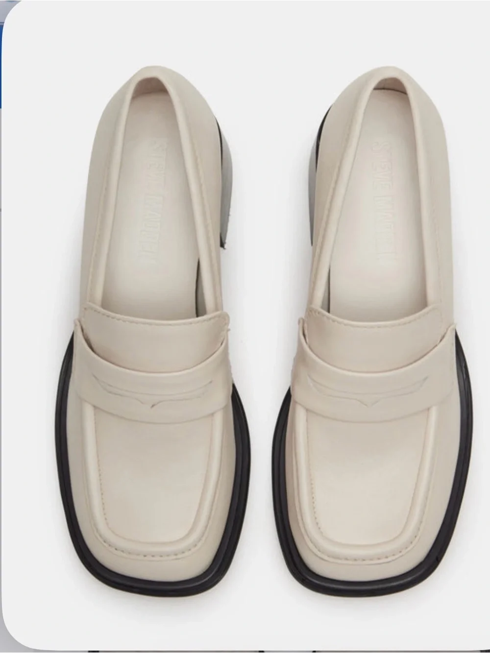 Classic Cream Bone Block-Heel Loafers - Women's Sz. 7.5 by Steve Madden